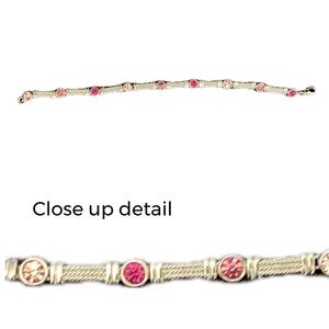 Silver Metal and Pink Rhinestone Bracelet